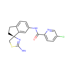 NC1=N[C@]2(CCc3ccc(NC(=O)c4ccc(Cl)cn4)cc32)CS1 ZINC000096929115