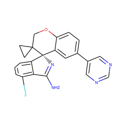 NC1=N[C@]2(c3cc(-c4cncnc4)ccc3OCC23CC3)c2cccc(F)c21 ZINC000149268135