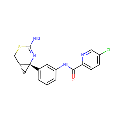 NC1=N[C@]2(c3cccc(NC(=O)c4ccc(Cl)cn4)c3)C[C@@H]2CS1 ZINC000096929120