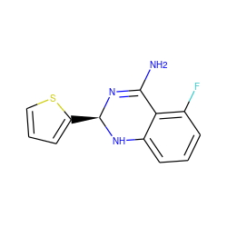 NC1=N[C@H](c2cccs2)Nc2cccc(F)c21 ZINC000058583345