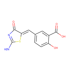 NC1=NC(=O)/C(=C/c2ccc(O)c(C(=O)O)c2)S1 ZINC000038778066