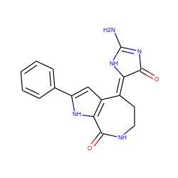 NC1=NC(=O)/C(=C2\CCNC(=O)c3[nH]c(-c4ccccc4)cc32)N1 ZINC000082150443