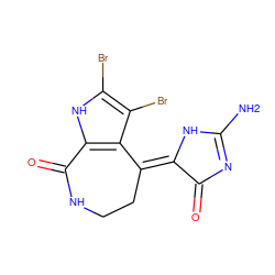 NC1=NC(=O)/C(=C2\CCNC(=O)c3[nH]c(Br)c(Br)c32)N1 ZINC000101191674