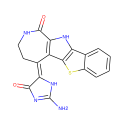 NC1=NC(=O)/C(=C2\CCNC(=O)c3[nH]c4c(sc5ccccc54)c32)N1 ZINC000040897202