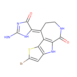 NC1=NC(=O)/C(=C2\CCNC(=O)c3[nH]c4cc(Br)sc4c32)N1 ZINC000040913401