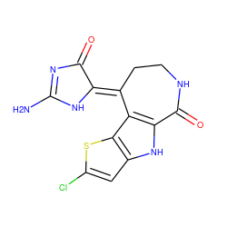 NC1=NC(=O)/C(=C2\CCNC(=O)c3[nH]c4cc(Cl)sc4c32)N1 ZINC000040933805