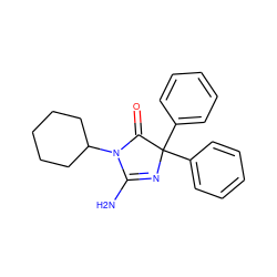 NC1=NC(c2ccccc2)(c2ccccc2)C(=O)N1C1CCCCC1 ZINC000045302945