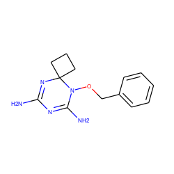 NC1=NC2(CCC2)N(OCc2ccccc2)C(N)=N1 ZINC000072104768