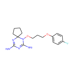 NC1=NC2(CCCC2)N(OCCCOc2ccc(F)cc2)C(N)=N1 ZINC000072105029