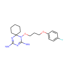 NC1=NC2(CCCCC2)N(OCCCOc2ccc(F)cc2)C(N)=N1 ZINC000072106320