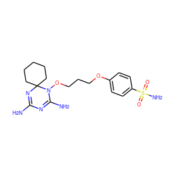 NC1=NC2(CCCCC2)N(OCCCOc2ccc(S(N)(=O)=O)cc2)C(N)=N1 ZINC000072106499