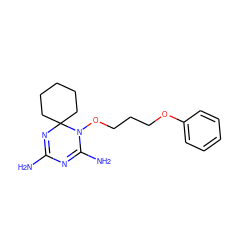 NC1=NC2(CCCCC2)N(OCCCOc2ccccc2)C(N)=N1 ZINC000072111041