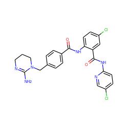 NC1=NCCCN1Cc1ccc(C(=O)Nc2ccc(Cl)cc2C(=O)Nc2ccc(Cl)cn2)cc1 ZINC000028094448