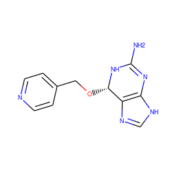 NC1=Nc2[nH]cnc2[C@H](OCc2ccncc2)N1 ZINC000027562888