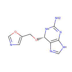 NC1=Nc2[nH]cnc2[C@H](OCc2cnco2)N1 ZINC000027616996