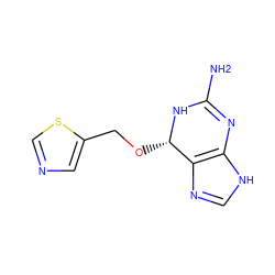 NC1=Nc2[nH]cnc2[C@H](OCc2cncs2)N1 ZINC000027562390