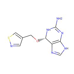 NC1=Nc2[nH]cnc2[C@H](OCc2cnsc2)N1 ZINC000027563992