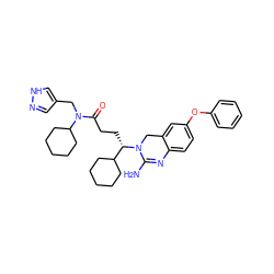 NC1=Nc2ccc(Oc3ccccc3)cc2CN1[C@@H](CCC(=O)N(Cc1cn[nH]c1)C1CCCCC1)C1CCCCC1 ZINC000084669685