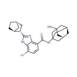 NC12C[C@@H]3C[C@H](C1)CC(NC(=O)c1ccc(O)c4[nH]c([C@H]5C[C@H]6CC[C@H]5C6)nc14)(C3)C2 ZINC000653682144