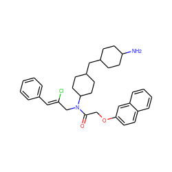 NC1CCC(CC2CCC(N(C/C(Cl)=C/c3ccccc3)C(=O)COc3ccc4ccccc4c3)CC2)CC1 ZINC000028826093