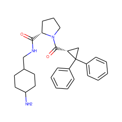 NC1CCC(CNC(=O)[C@@H]2CCCN2C(=O)[C@@H]2CC2(c2ccccc2)c2ccccc2)CC1 ZINC000013555153