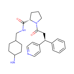 NC1CCC(CNC(=O)[C@@H]2CCCN2C(=O)C[C@@H](c2ccccc2)c2ccncc2)CC1 ZINC000013766218