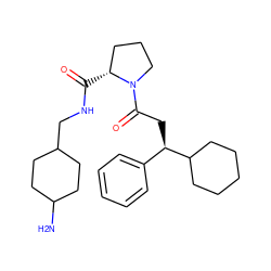 NC1CCC(CNC(=O)[C@@H]2CCCN2C(=O)C[C@H](c2ccccc2)C2CCCCC2)CC1 ZINC000013766190