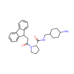 NC1CCC(CNC(=O)[C@@H]2CCCN2C(=O)CC2c3ccccc3-c3ccccc32)CC1 ZINC000013555163