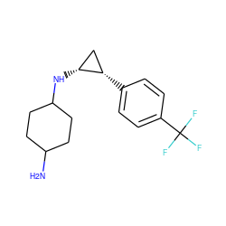 NC1CCC(N[C@@H]2C[C@@H]2c2ccc(C(F)(F)F)cc2)CC1 ZINC000149667188