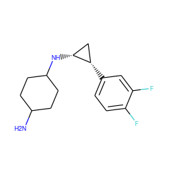 NC1CCC(N[C@@H]2C[C@@H]2c2ccc(F)c(F)c2)CC1 ZINC000149657859