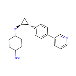 NC1CCC(N[C@H]2C[C@@H]2c2ccc(-c3cccnc3)cc2)CC1 ZINC000150087623