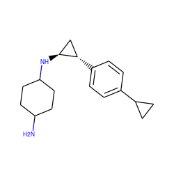 NC1CCC(N[C@H]2C[C@@H]2c2ccc(C3CC3)cc2)CC1 ZINC000149952056