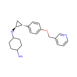 NC1CCC(N[C@H]2C[C@@H]2c2ccc(OCc3cccnc3)cc2)CC1 ZINC000150100195