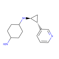 NC1CCC(N[C@H]2C[C@@H]2c2cccnc2)CC1 ZINC000149694688