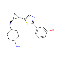 NC1CCC(N[C@H]2C[C@@H]2c2cnc(-c3cccc(O)c3)s2)CC1 ZINC000150089803