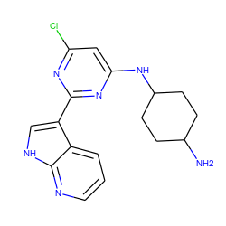 NC1CCC(Nc2cc(Cl)nc(-c3c[nH]c4ncccc34)n2)CC1 ZINC000063539782