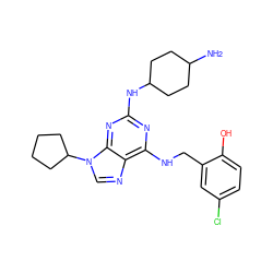 NC1CCC(Nc2nc(NCc3cc(Cl)ccc3O)c3ncn(C4CCCC4)c3n2)CC1 ZINC000096273134