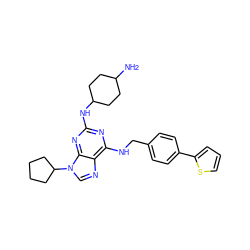 NC1CCC(Nc2nc(NCc3ccc(-c4cccs4)cc3)c3ncn(C4CCCC4)c3n2)CC1 ZINC000096273152