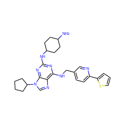 NC1CCC(Nc2nc(NCc3ccc(-c4cccs4)nc3)c3ncn(C4CCCC4)c3n2)CC1 ZINC000096273140