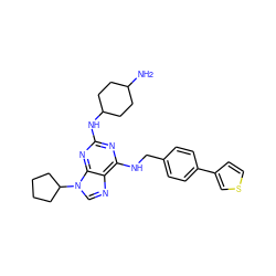 NC1CCC(Nc2nc(NCc3ccc(-c4ccsc4)cc3)c3ncn(C4CCCC4)c3n2)CC1 ZINC000096273153