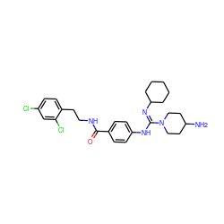 NC1CCN(/C(=N\C2CCCCC2)Nc2ccc(C(=O)NCCc3ccc(Cl)cc3Cl)cc2)CC1 ZINC000013581497