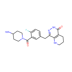 NC1CCN(C(=O)c2cc(Cc3n[nH]c(=O)c4c3NCCC4)ccc2F)CC1 ZINC000084687506