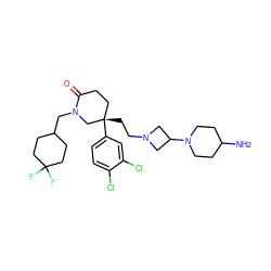 NC1CCN(C2CN(CC[C@]3(c4ccc(Cl)c(Cl)c4)CCC(=O)N(CC4CCC(F)(F)CC4)C3)C2)CC1 ZINC000028361151