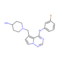 NC1CCN(Cc2ccn3ncnc(Nc4cccc(Br)c4)c23)CC1 ZINC000066259571