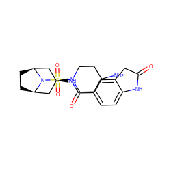 NC1CCN(S(=O)(=O)N2[C@H]3CC[C@@H]2C[C@H](NC(=O)c2ccc4c(c2)CC(=O)N4)C3)CC1 ZINC000653842862