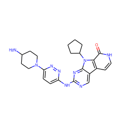 NC1CCN(c2ccc(Nc3ncc4c5cc[nH]c(=O)c5n(C5CCCC5)c4n3)nn2)CC1 ZINC000201258779