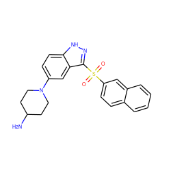 NC1CCN(c2ccc3[nH]nc(S(=O)(=O)c4ccc5ccccc5c4)c3c2)CC1 ZINC000045375218