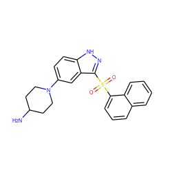 NC1CCN(c2ccc3[nH]nc(S(=O)(=O)c4cccc5ccccc45)c3c2)CC1 ZINC000045356329