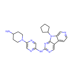 NC1CCN(c2cnc(Nc3ncc4c5ccncc5n(C5CCCC5)c4n3)cn2)CC1 ZINC000169706661