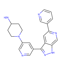 NC1CCN(c2cncc(-c3n[nH]c4cnc(-c5cccnc5)cc34)c2)CC1 ZINC000205259182